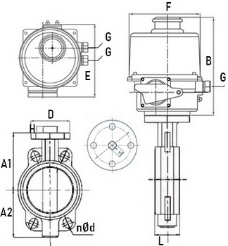 Затвор дисковый поворотный Genebre 2103 Ду65 Ру16 с взрывозащищенным электроприводом ГЗ-ОФВ-25/5,5(к), 380В