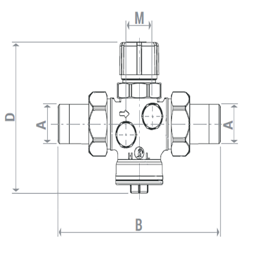 Клапан балансировочный Giacomini R206A-1 1/2″ Ду15 Ру16 автоматический, Н/Р муфтовый, без ниппелей, корпус - латунь