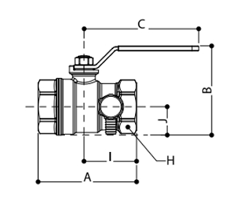 Эскиз Кран шаровой со спускным устройством Giacomini R250DS 1 1/4″ Ду32 Ру35 стандартнопроходной, хромированный, внутренняя резьба, ручка-рычаг (R250SX006)