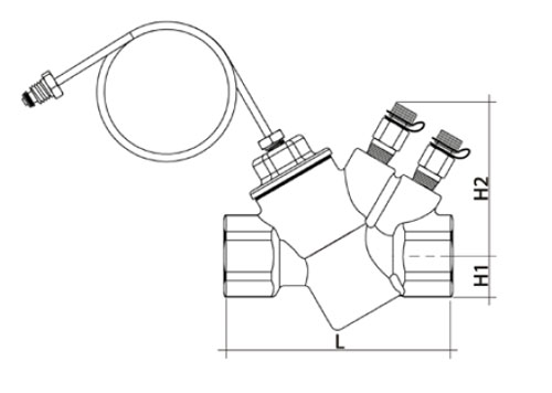 Регулятор перепада давления КБА20 Гранбаланс 1″ Ду25 Ру25, контролируемый диапазон давления 0,05-0,5 бар, корпус - латунь, присоединение - внутренняя/внутренняя резьба