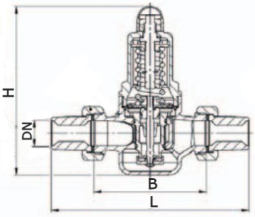Регулятор давления после себя Гранрег КАТ47 Ду50 Ру40, диапазон рабочих давлений 5-15 бар, корпус-бронза