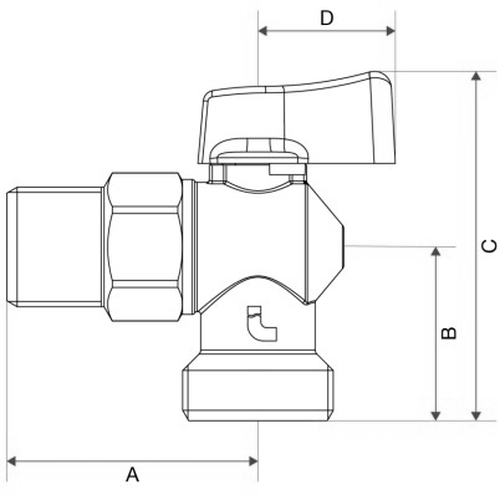 Кран шаровой Itap 392 1/2″x3/4″ Ду15x20 Ру16 полнопроходные, двухходовые, материал корпуса - латунь, НР, для стиральных машин