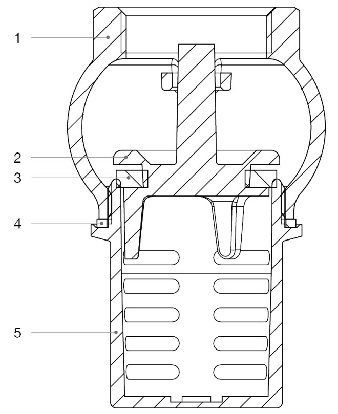 Клапан обратный ITAP 140 1/2″ Ду15 Ру10, пружинный погружной с литым латунным фильтром, присоединение – внутренняя резьба, корпус – латунь