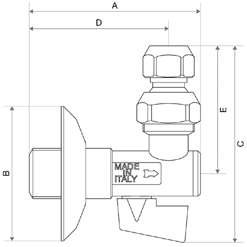 Кран шаровой Itap 386 Ду10x1/2″ Ру8 стандартнопроходной, для смесителя с фильтром и трубками, шарнирное соединение, ручка-флажок, наружная резьба, корпус - хромированная латунь