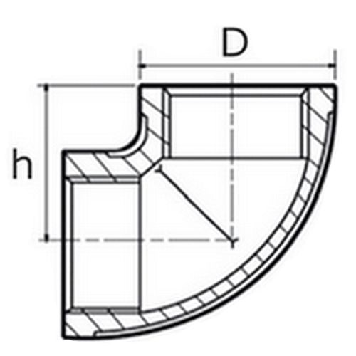 Отвод стальной Китай Дн21.3 (Ду15) 90° нержавеющая сталь AISI304, присоединение - внутренняя / внутренняя резьба