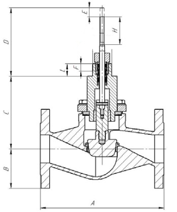 Клапан регулирующий двухходовой Гранрег КМ127Ф Ду80 Ру40 фланцевый с аналоговыми электроприводом PSL208 A-24В Kvs=90