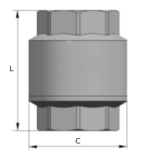 Клапан обратный пружинный Kromwell EU.YT4056 1″ Ду25 Ру25 с латунным золотником, внутренняя / внутренняя резьба, корпус - латунь