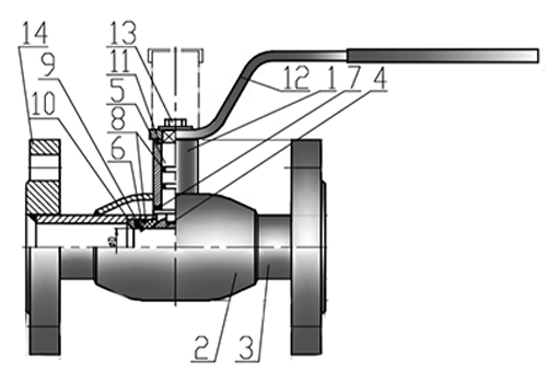 Кран шаровый КВО-АРМ серия 12 Ду150 Ру25 фланцевый цельносварной, полный проход, управление ручка-рычаг, корпус – углеродистая сталь