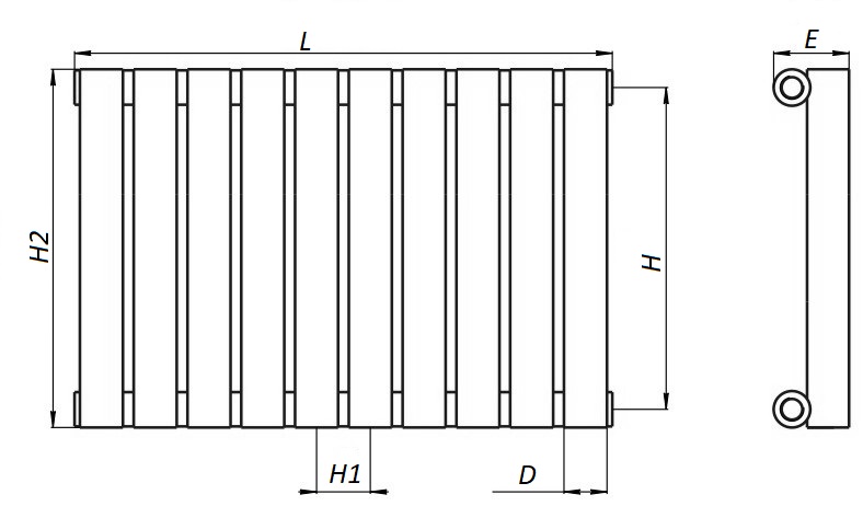Радиаторы стальные трубчатые КЗТО Гармония А40 480 Вт 8 секций, высота 500 мм настенные, присоединение резьбовое - 1/2″, подключение - нижнее справа, белые