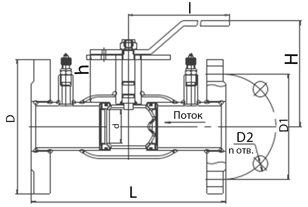 Кран шаровой LD КШ.Ц.Ф.Р Regula Ду32 Ру40 стандартнопроходной, сталь 20, фланцевый, с редуктором