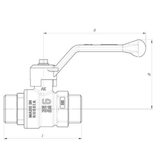 Кран шаровой газовый LD Pride 47 Н-Н.Р.GAS (аналог 11Б27П) 3/4″ Ду20 Ру40 резьбовой латунный никелированный
