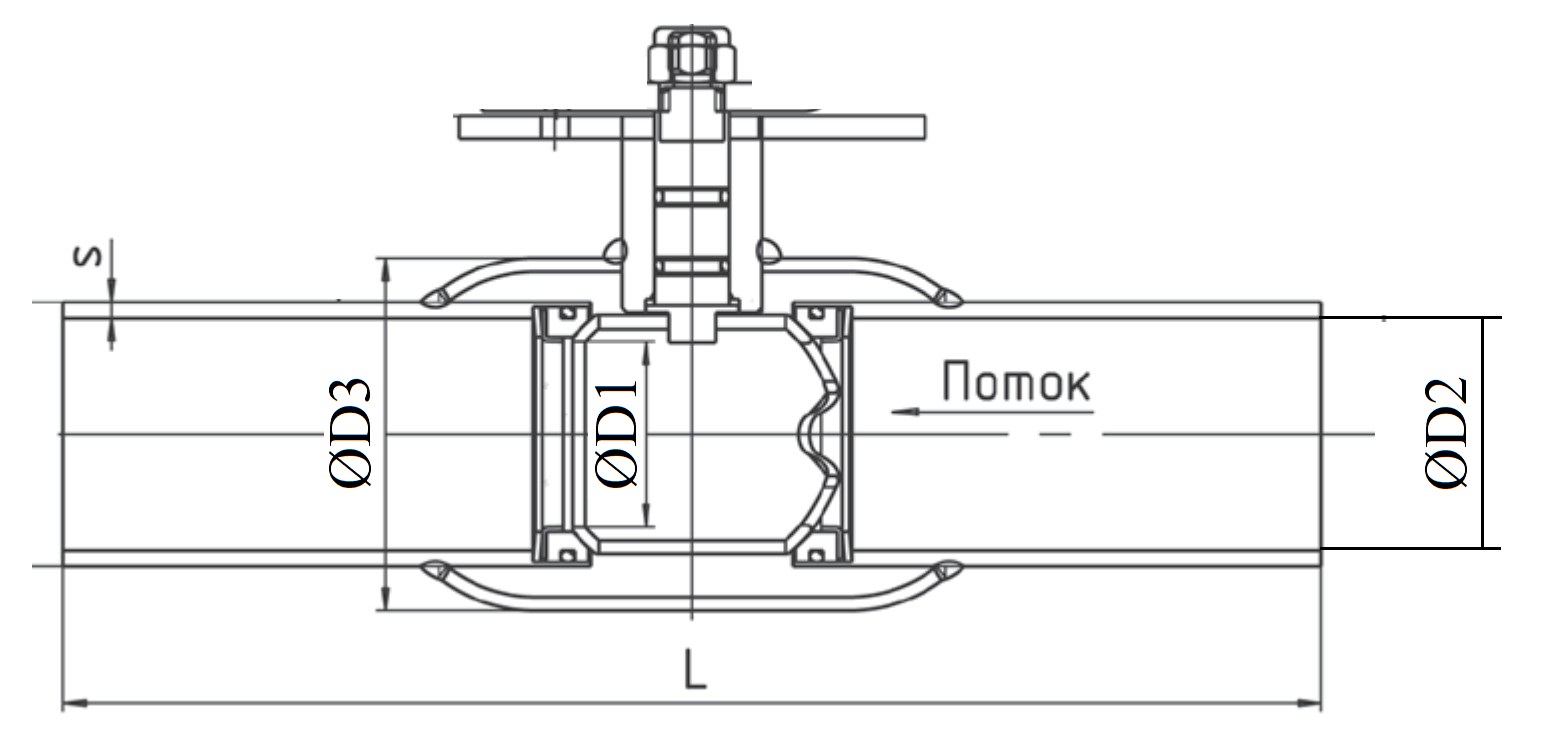 Кран шаровый LD КШ.Ц.П.Э.Н/П.02.R Ду200 Ру25, стандартнопроходный, регулирующий, корпус - сталь 20, уплотнение - EPDM, под приварку, под электропривод