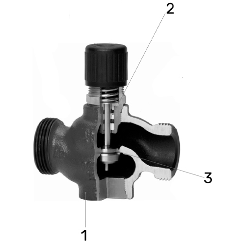 Клапан регулирующий двухходовой LDM RV111R 233-T 1″ Ду25 Ру16, резьбовой, корпус – серый чугун EN-JL 1030, Tmax до 150°С, Kvs=10.0 м3/ч