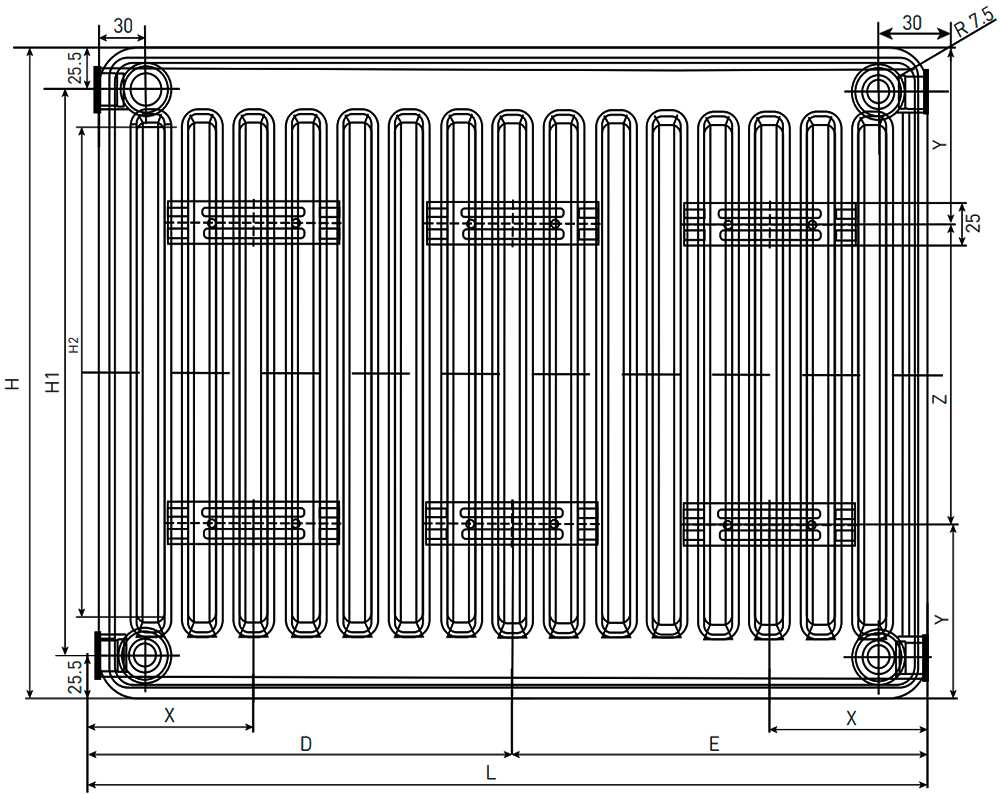 Радиатор стальной панельный Oasis Pro PB 10-3 300x2000 мм настенный, теплоотдача - 1130 Вт, присоединение резьбовое - 1/2″, подключение - боковое, белый
