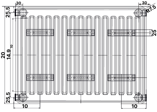 Радиатор стальной панельный OASIS PN 30-4 1200 мм настенный, теплоотдача - 2196 Вт, присоединение резьбовое - 1/2″, подключение - нижнее, белый