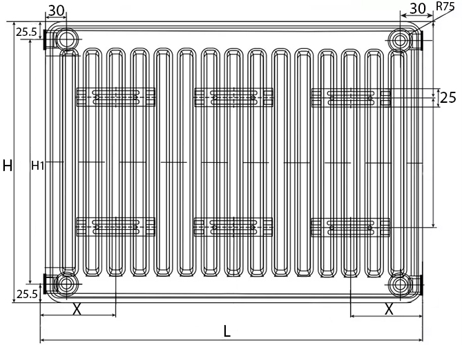 Радиатор стальной панельный Oasis Pro PN 22-2 600х700 мм настенный, присоединение резьбовое - 1/2″, подключение - нижнее, цвет - белый