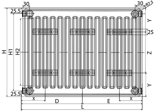 Радиатор стальной панельный Oasis Pro PN 22-5 500x2200 мм настенный, присоединение 1/2″, нижнее подключение, белый
