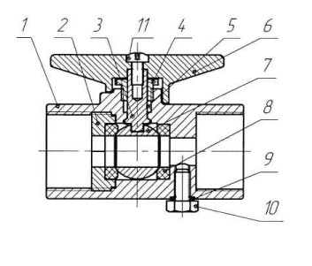 Эскиз Кран для манометра трехходовой шаровой Пензапромарматура 11б27п(м) Ду15 Ру16 латунный, внутренняя резьба G1/2″- М20х1,5 ручка-бабочка,  без фланца