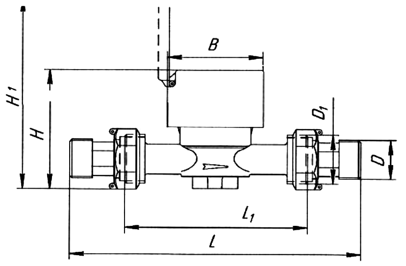 Счетчик холодной воды крыльчатый одноструйный Декаст ОСВХ-32 НЕПТУН Класс С МИД Ду32 Ру16 резьбовой, до 50°С,  L=170 мм, в комплекте с монтажным набором