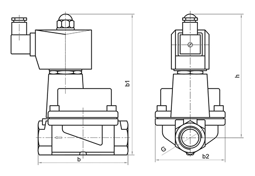 Клапаны электромагнитные Росма СК-11-ВT G1/2-2 Ду15-50 Ру40 стальные, нормально закрытые, непрямого действия, поршень - PTFE, с катушкой 220В