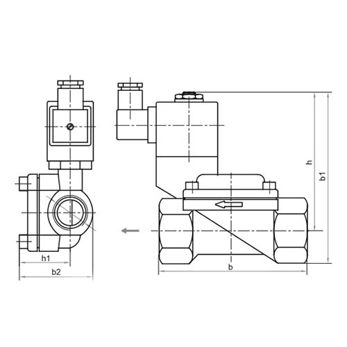 Клапан электромагнитный Росма СК-11-ВД-В VITON 1 1/2″ Ду40 Ру16 нормально закрытый, непрямого действия, корпус-латунь, мембрана - VITON, с катушкой 220В