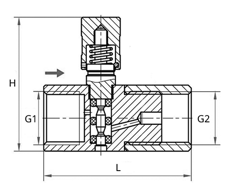 Клапан кнопочный Росма АГ-М Ду15 Ру16, сталь, внутренняя резьба/накидная гайка G1/2-G1/2