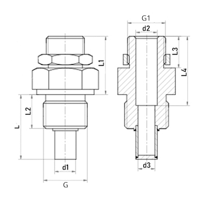Гильза для термометра Росма ТТ-В, L=64 Дн10 Ру250, нержавеющая сталь, резьба M27x2