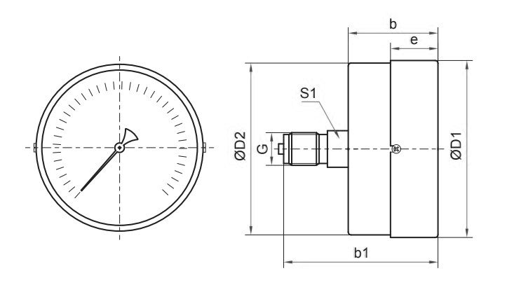 Мановакуумметр Росма ТМВ-310Т.00 (-0.1-0.3 МПа) G1/4 1.5 общетехнический 63 мм, осевое присоединение -0.1-0.3 МПа резьба G1/4 класс точности 1.5