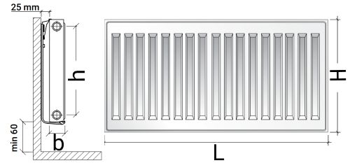 Радиатор стальной панельный Royal Thermo COMPACT C11-400-800 RAL9016 0.7965 кВт настенный, присоединение резьбовое - 1/2″, подключение - боковое, универсальное, цвет - белый