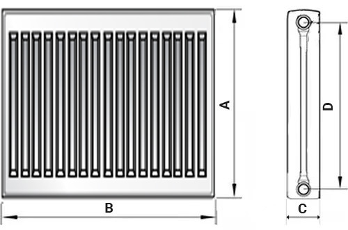 Радиатор панельный Royal Thermo COMPACT C11 0.308 кВт настенный, высота - 300 мм, длина 400 мм, количество панелей - 1, присоединение резьбовое - 1/2