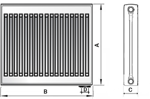 Радиатор панельный Royal Thermo VENTIL COMPACT M VC11-300-1000 0.771 кВт настенный, высота - 300 мм, длина - 1000, количество панелей - 1, присоединение резьбовое - 1/2