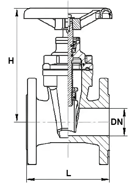 Задвижка клиновая СибЗТА 30ч39рГ Ду125 Ру16 корпус - чугун GGG50, уплотнение – EPDM, фланцевый, с обрезиненным клином, со штурвалом