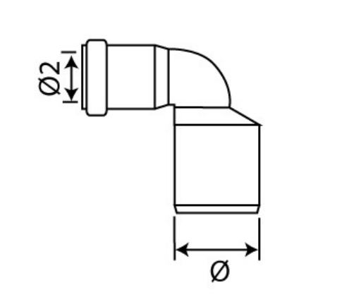 Переход Sinikon Стандарт Дн50x32 эксцентрический, угловой 90º, для внутренней канализации из полипропилена, белый