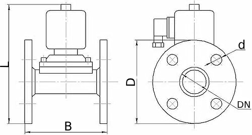 Клапан электромагнитный Smart SM-7207 Ду25 Ру10 фланцевый, прямого действия, нормально открытый, корпус - нержавеющая сталь AISI-304, уплотнение - FKM, DC12V
