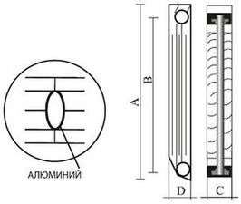Радиатор алюминиевый секционный STI RUS (F) 500/96 10 секций (цвет - белый), боковое подключение