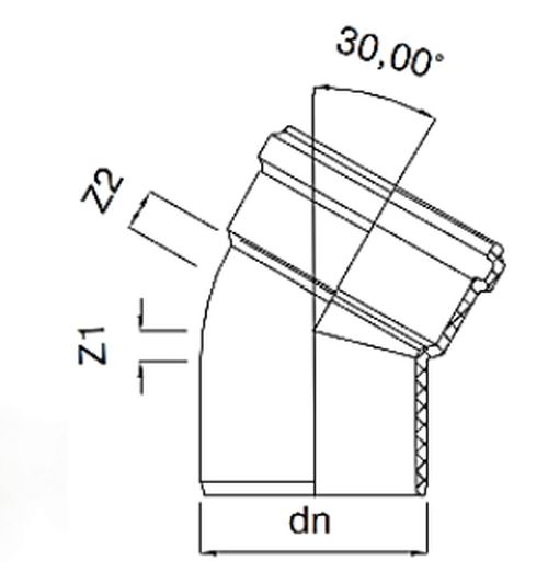 Отводы полипропиленовые STOUT Дн58-110 (30°) для бесшумной канализации