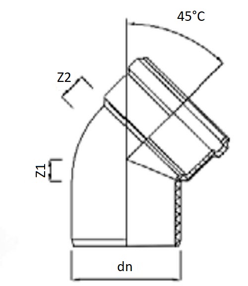 Отвод полипропиленовый STOUT Дн58 (45°) для бесшумной канализации