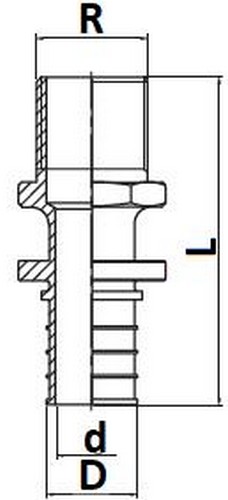 Переходы STOUT SFA-0001 Дн16x1/2″ - Дн32x1″ Ру25 для труб из сшитого полиэтилена аксиальные с наружной резьбой, корпус - латунь