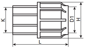 Муфта компрессионная TEBO KOM-VR Дн63x1 1/2″ Ру10 для ПНД труб, переходная, разъемная, внутренняя резьба, корпус - полипропилен