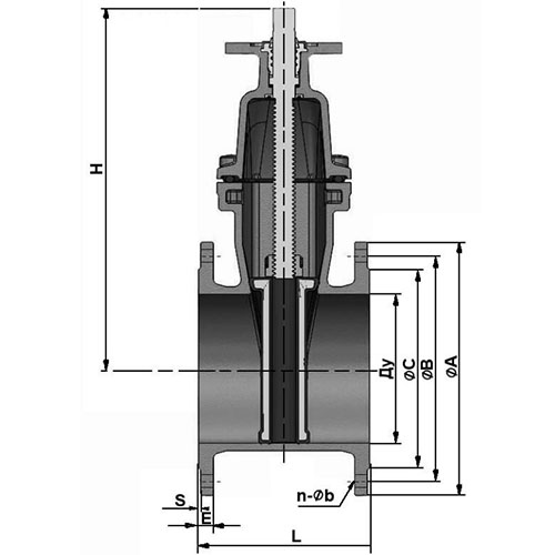 Задвижка клиновая Tecofi VOC4241CMR Ду50 Ру10/16 фланцевая, корпус - чугун, уплотнение - EPDM, обрезиненный клин, Тмакс=110°С, под электропривод