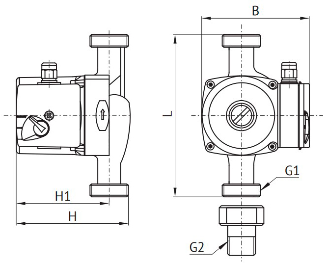 Насос циркуляционный одинарный с мокрым ротором для ГВС Unipump UPH 20-60 Ру10 3х220-230В/50Гц