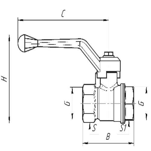 Кран шаровой газовый Valfex VF.271 11б27фтм 3/4″ Ду20 Ру40 полнопроходной, никелированный, внутренняя-внутренняя резьба, ручка-рычаг