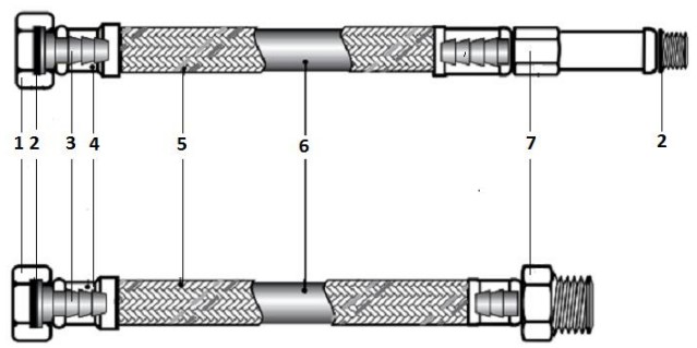 Гибкая подводка для смесителя Valfex оплетка нержавеющая сталь 1/2″ гайка-штуцер М10 пара 0.5м