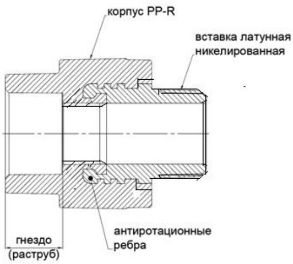 Тройник полипропиленовый комбинированный Valfex Дн32х1″ Ру25 внутренняя резьба белый
