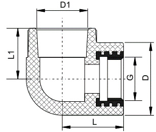 Угольник PP-R VALFEX Дн32x1″ комбинированный с внутренней резьбой PRO белый