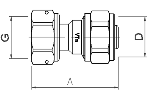 Соединители обжимные для металлопластиковых труб Valtec VTm.322.N Дн16х1/2″ Ру25, латунные, присоединение компрессионное / накидная гайка