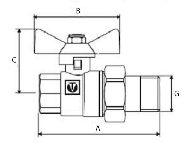Кран шаровой VALTEC Base VT.227.NRW 1/2″ Ду15 полнопроходной прямой с самоуплотняющимся полусгоном и белой ручкой-бабочкой, внутренняя / наружная резьба, корпус - латунь