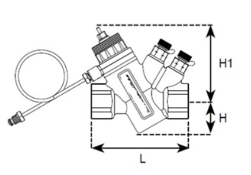 Регулятор перепада давления автоматический Valtec VT.043.GA.0501 3/4″ Ду20 Py25 3-17 кПа, 9-680 л/ч регулируемый, с регулирующим клапаном под электропривод,  корпус - латунь