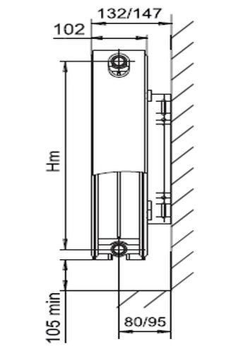 Радиатор стальной панельный Wester VC22 UNIVERSAL 500x1600 с термостатической вентильной вставкой, без кронштейнов, присоединение резьбовое - 1/2″, подключение - нижнее, белый