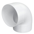 Колено ERA 12.5ККП диаметр D125 мм 90 градусов для круглых воздуховодов, корпус - пластик, цвет - белый